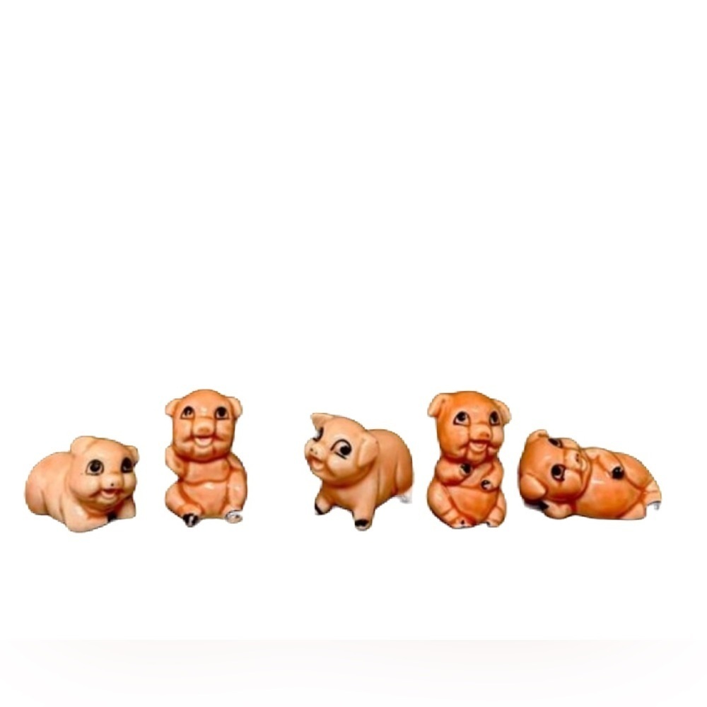 MIC Pink Pigs Mini Ceramic Vintage Figurines - Picture 3 of 16